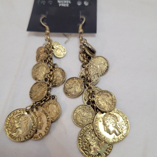 Women's Earrings with Konstantinata, 8 cm, new, gold color
