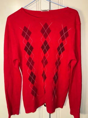 Red Softtouch Sweater with Argyle Pattern, Like New