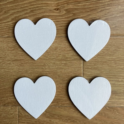 Mini heart-shaped canvas magnets set of 4