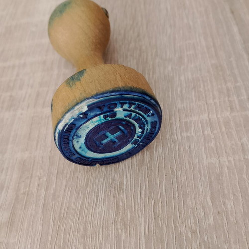 Round stamp used, official Greek public service of Ymittos municipality