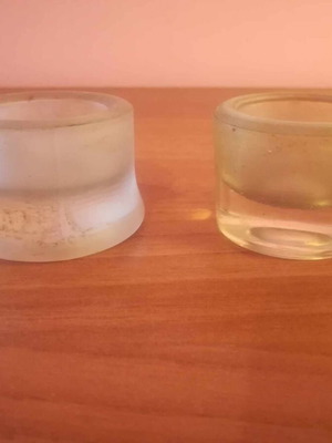 Dental glass vessels used, old, small, set of 2
