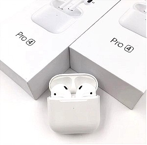 PRO4 Earbud Bluetooth Handsfree Ακουστικά με Θήκη Φόρτισης Λευκά