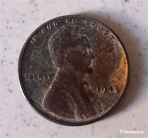  1943 steel penny/wheat one Cent