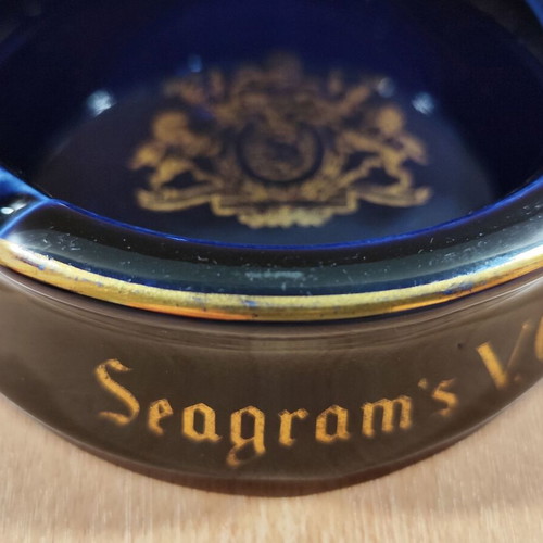 Seagram's V.O. Canadian Whisky ceramic ashtray used, vintage advertising