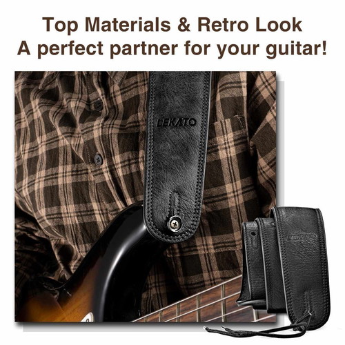Leather Guitar Strap LEKATO adjustable length 41" to 51" new