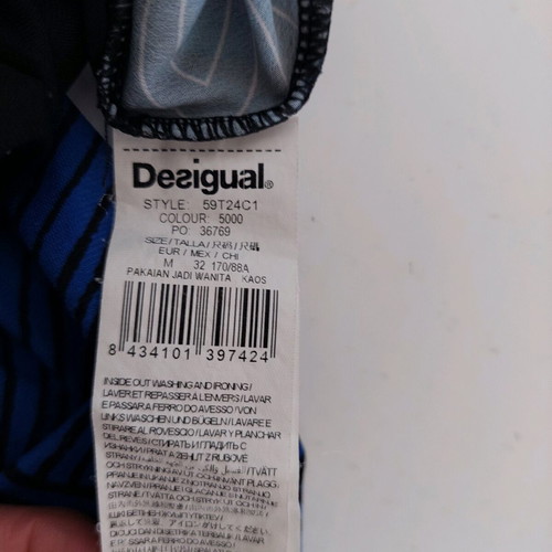 Desigual long-sleeve blouse medium blue black like new