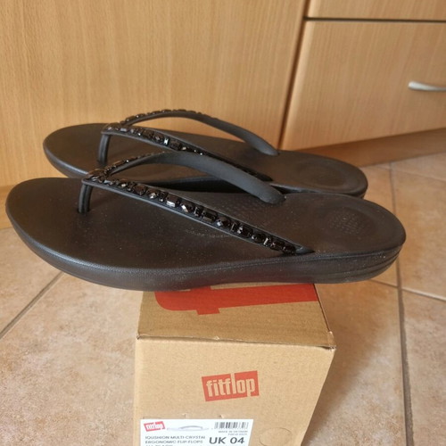 Fitflop iQushion Multi-Crystal Ergonomic Flip-Flops size 37, new, black