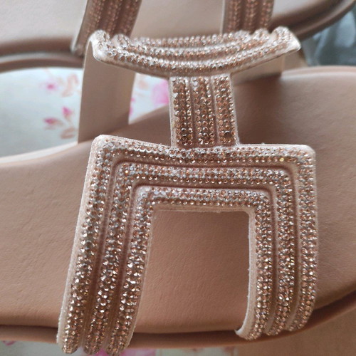 Ligglo bronze sandals with geometric rhinestones, size 42