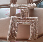 Ligglo bronze sandals with geometric rhinestones, size 42