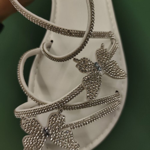 White sandals size 36 with butterfly strass new