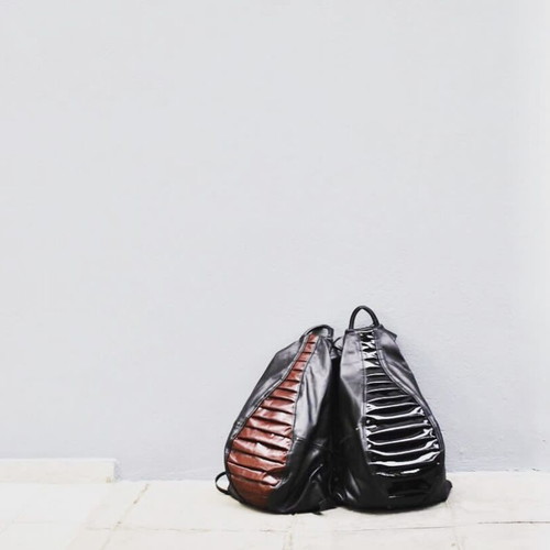 Mummy’s Boyfriend Leather Backpack new, black, handmade in Greece