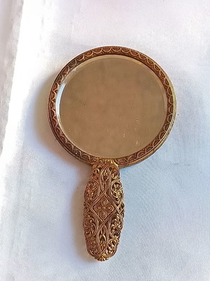 Vintage συλλεκτικός καθρέφτης χειρός Petit Point 1950 μεταχειρισμένος