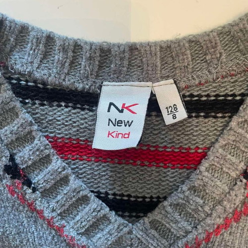 New Kind knitted vest with argyle pattern, grey, boys' size 122 cm