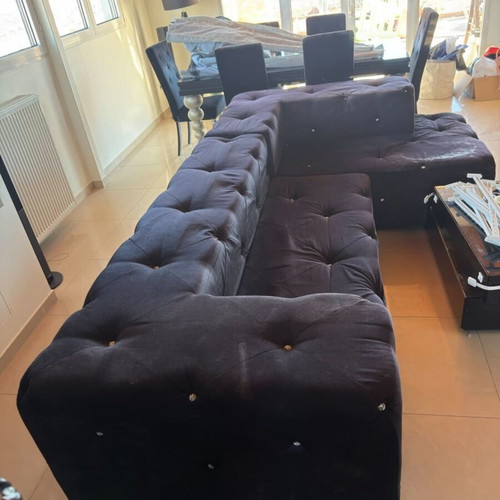 Sofa with Swarovski decoration used, dimensions 3.00x2.40 m