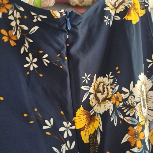 Sleeveless V-Neck Wide Leg Jumpsuit new, navy blue with floral patterns