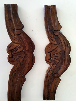 Vintage carved wooden decorative elements, pair