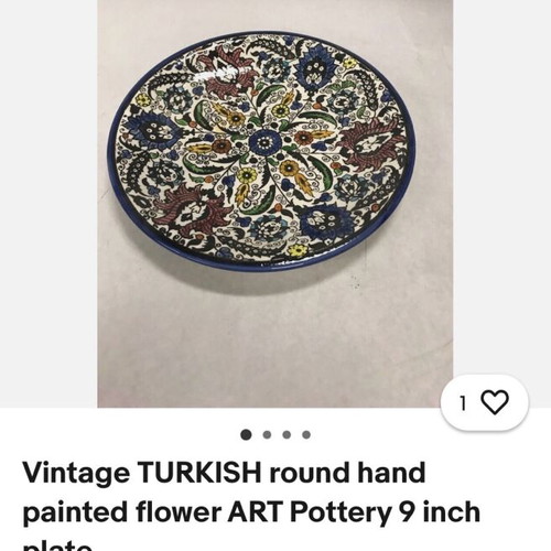 Handmade Armenian style ceramic plate new, diameter 17.5 cm