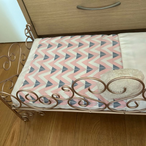 Our Generation metal doll bed like new with mattress and pillows