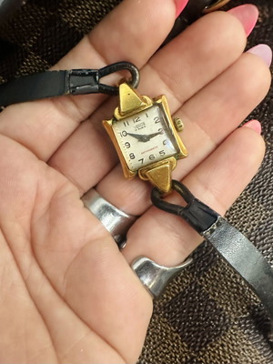 Venus vintage 17 Rubis gold filled ρολοι μεταχειρισμένο, γυναικείο μαύρο και χρυσαφί