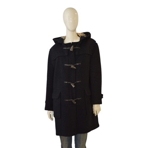 Burberry London Speciality Duffle Coating Wool Coat with Nova Check Hood