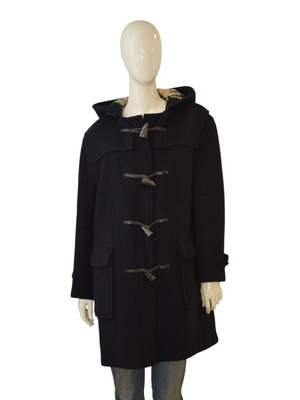 Burberry London Speciality Duffle Coating Wool Coat with Nova Check Hood
