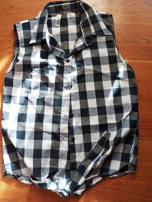 Massimo Life sleeveless shirt used, black and white gingham, cotton, size S