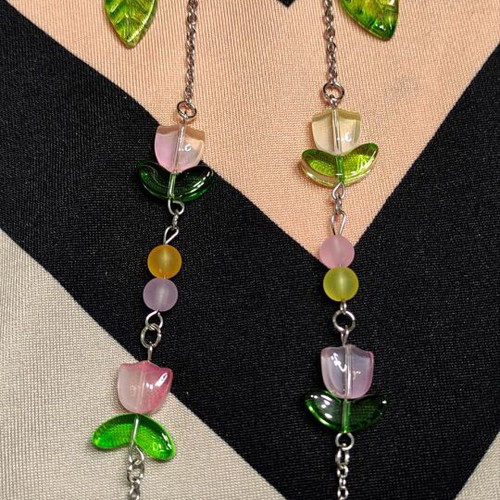 Handmade glasses chain made of steel with colorful glass elements new