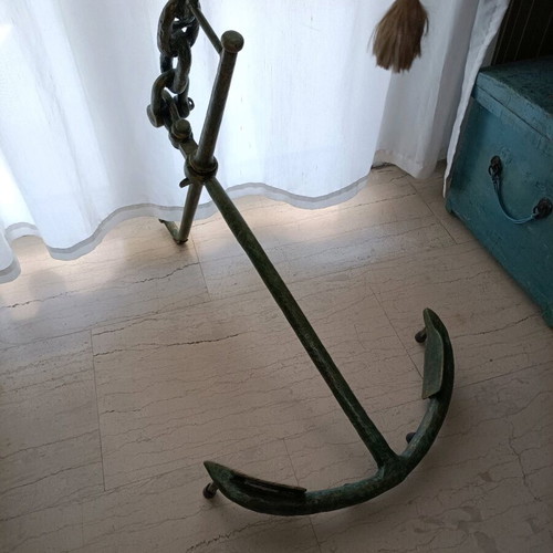 Nautical bell sculpture used with chain base and anchor