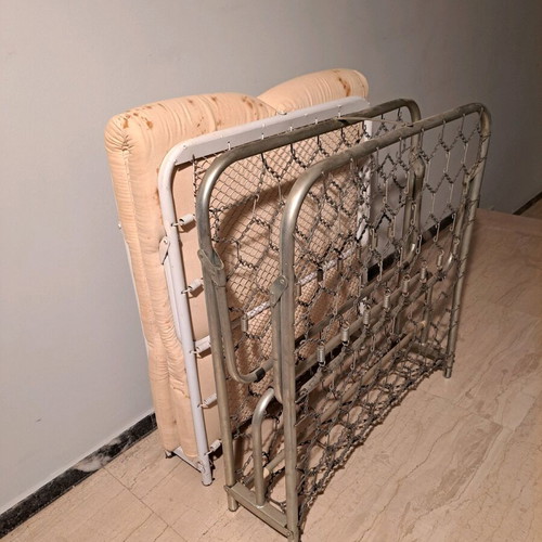 Folding metal beds used, set of two, 200x85 cm