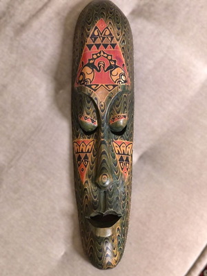 Handmade wooden Bali mask 50cm like new, vintage ethnic decor