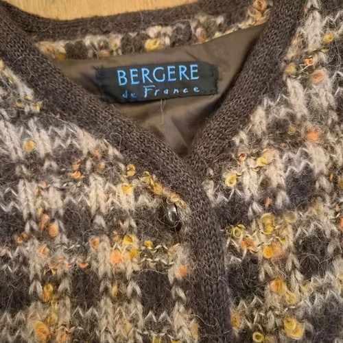 Bergère de France Vintage Mohair Cardigan, Size 46, Brown Beige