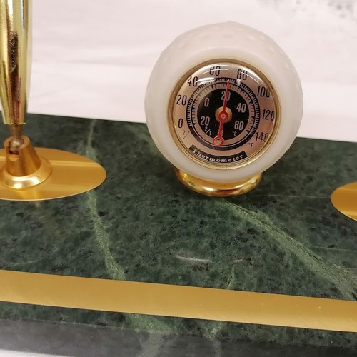 Vintage marble pen holder with thermometer like new