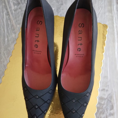 Sante black satin pumps used, size 38