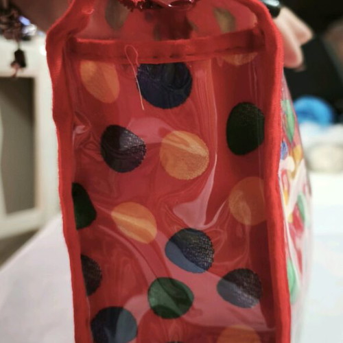 Toiletry bag used red multicolor