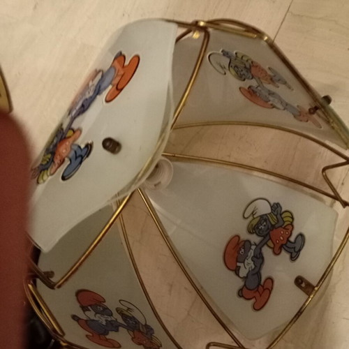 Children's ceiling light vintage used with smurfs design