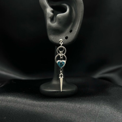 Heart earrings new, silver, stainless steel