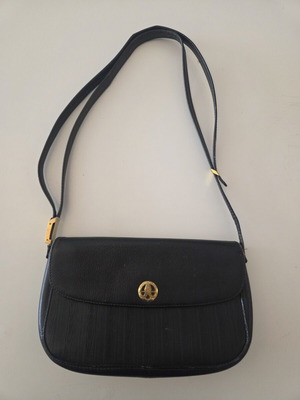 Maison Pourchet Paris shoulder bag used, black textured leather