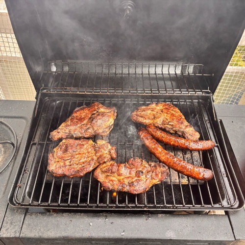 Barbecook gas grill used with burner and gas cylinder