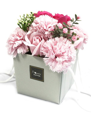 Soap bouquet with pink rose and carnation, new