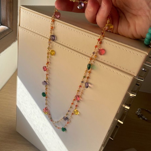 Jewelry set with colorful stones stainless steel gold plated like new