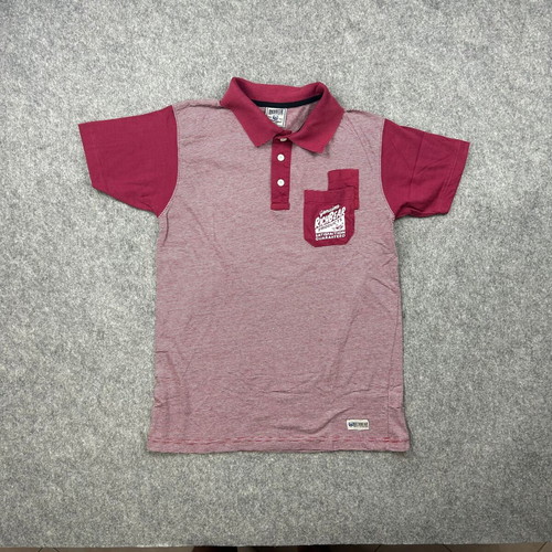 Richbear Polo Shirt Large Maroon White Striped vintage effect like new