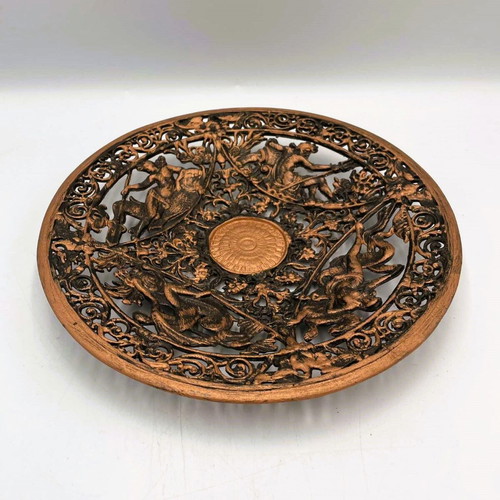 Victorian Decorative Cast Iron Plate like new with Mythological Scenes