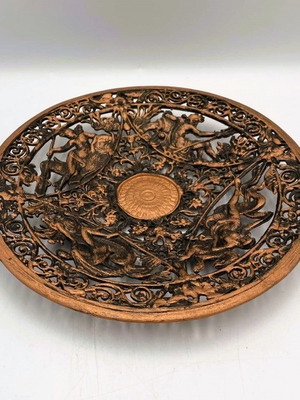 Victorian Decorative Cast Iron Plate like new with Mythological Scenes