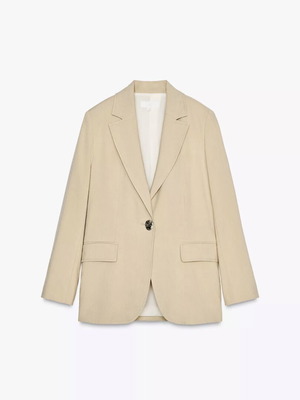 Zara linen jacket with gold button new, beige