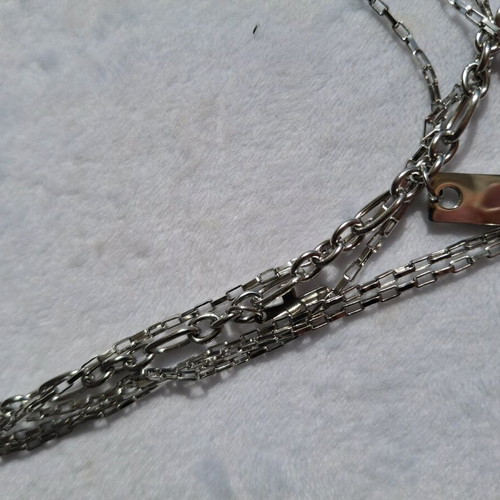 Steel necklace with chains and cross pendants new, silver