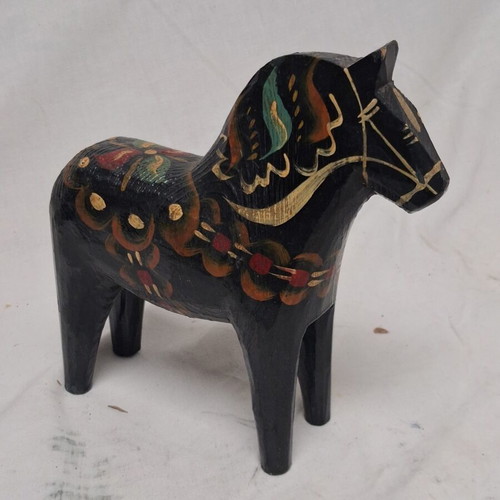 Dala Wooden Horse Handcrafted Scandinavian Folk Art