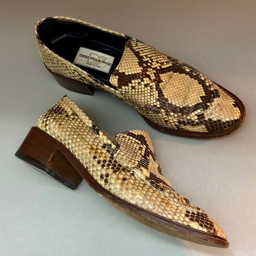 Diego Della Valle Vintage Loafers Made in Italy Python Leather Size 38.5 Like New