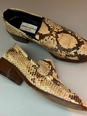 Diego Della Valle Vintage Loafers Made in Italy Python Leather Size 38.5 Like New