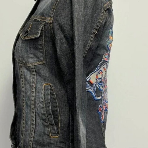 Hardy denim jacket Christian Audigier 'Love Kills Slowly' rhinestone design