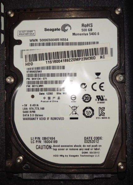 HDD 2,5" Seagate Momentus 500GB